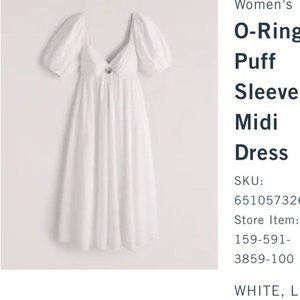 Abercrombie & Fitch O Ring Puff Sleeve Midi Dress- NWT